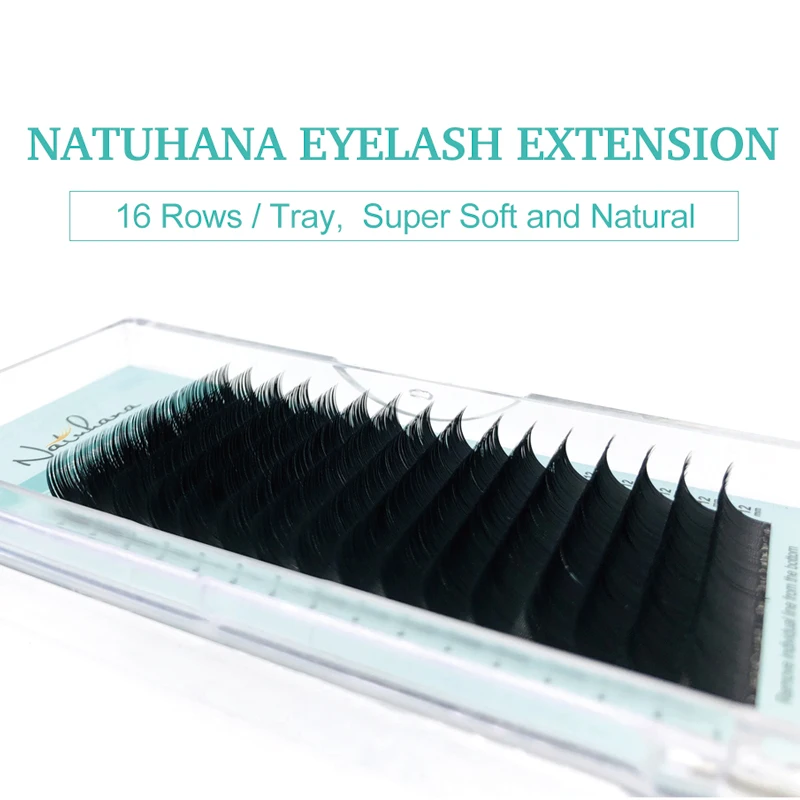 NATUHANA Wholesale 5Cases/Lot Artificial Mink Eyelash Extension Set B C D  Curl Silk Eye Lashes Individual False Mink Eye Lashes