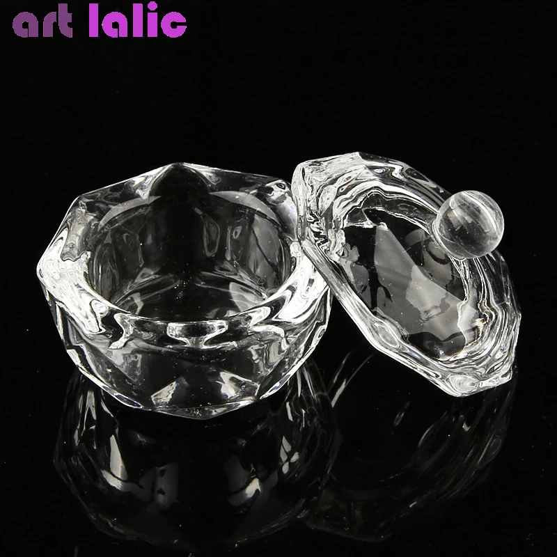 1Pcs Kristall Glas Acryl Pulver Flüssigkeit Nagel Tasse Dappen Dish Deckel Schüssel Tasse Halter Ausrüstung Nail art Werkzeuge – Detail 3