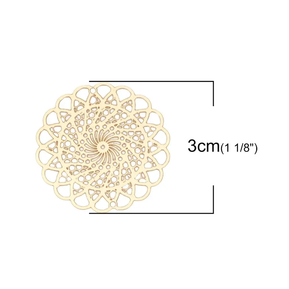 DoreenBeads Iron Based Alloy Filigree Stamping Connectors Gold Color Geometric Flower Making DIY Jewelry 30mm x 30mm, 10 PCs