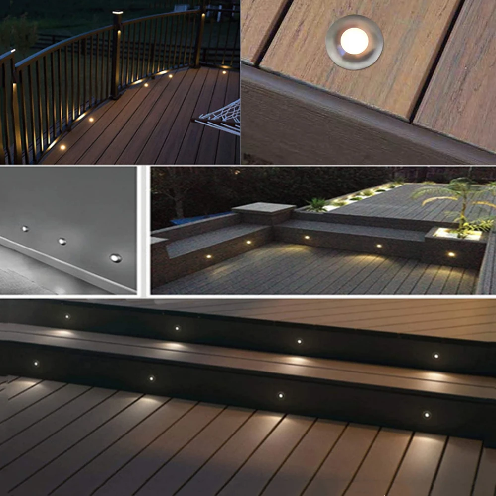 DC12V LED Deck Lights 1W IP67 Waterproof Recessed Underground Lamp Outdoor Garden Yard Stairs Patio Pathway Landscape Spotlight