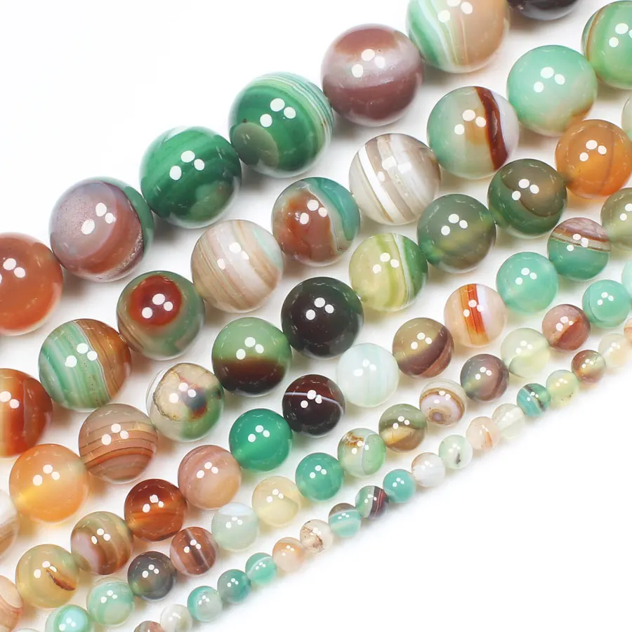 Red Green Stripe Agate 4-16mm Round Loose Beads 15inch ,DIY Jewelry Making ! We provide mixed wholesale for all items !