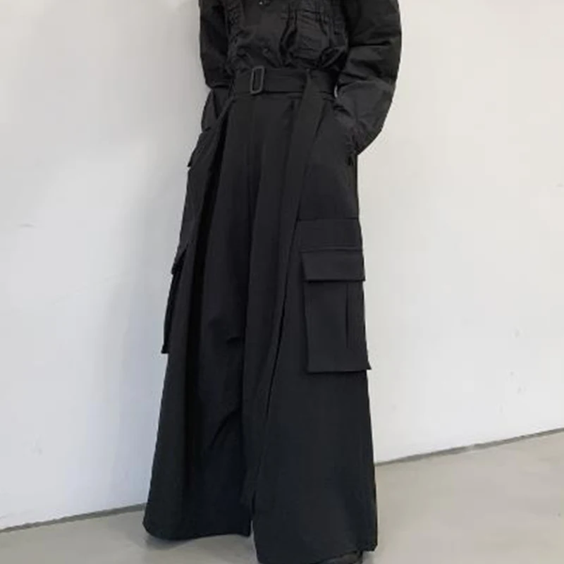 

Men's Pants Spring And Autumn Style Loose Wide Leg Pants Flared Pants Cargo Pants Big Pocket Culottes Hip Yamamoto Style