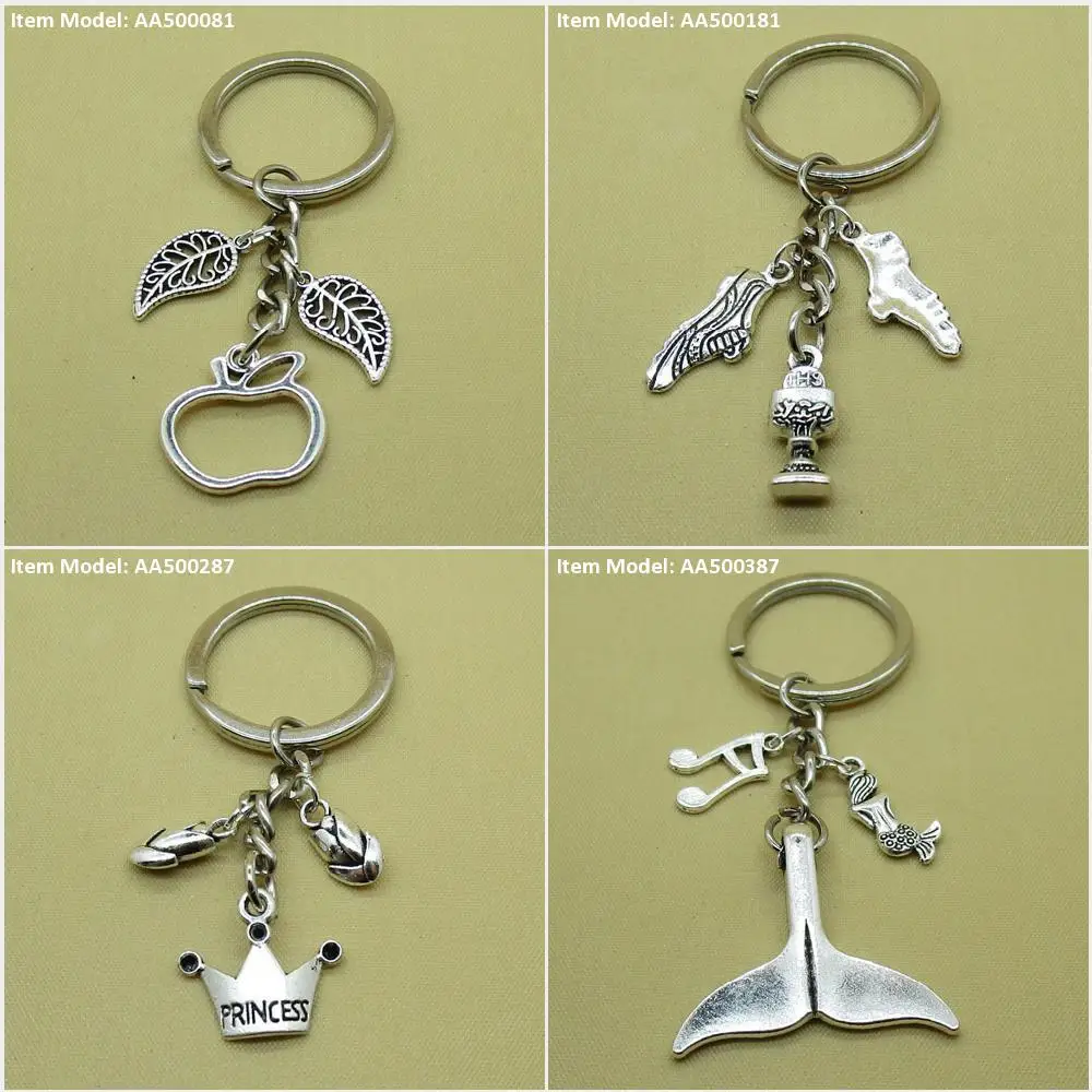 Keychain Keyring Shape Apple Hollow Leaves Leaf Trophy Sneakers Shoes Sports Crown Princess Flower Wheat Tail Whale Fish