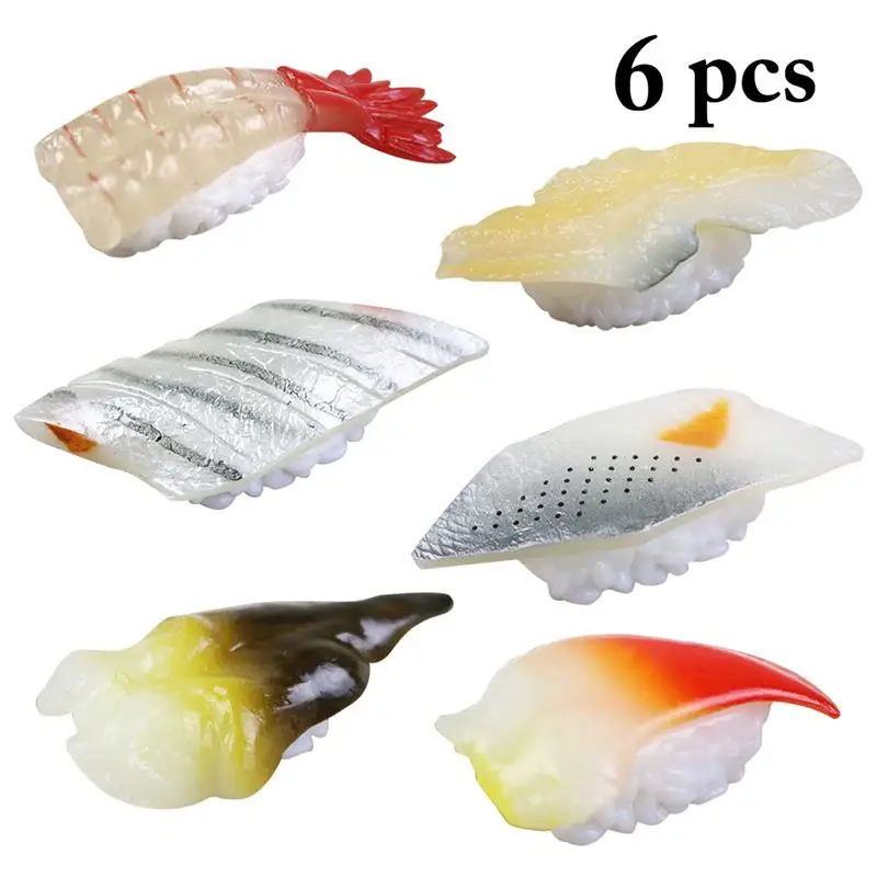 6PCS Lifelike Artificial Food Assorted Realistic Sushi Fake Food Model Photography Prop Home Festival Decoration