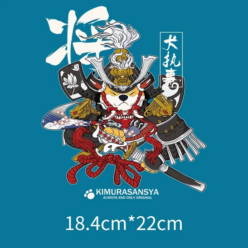 Japoński samuraj naklejki piękne Geisha kot kreskówkowy fala oceaniczna sublimacja żelazko na męskiej kurtce Vinyl Patch