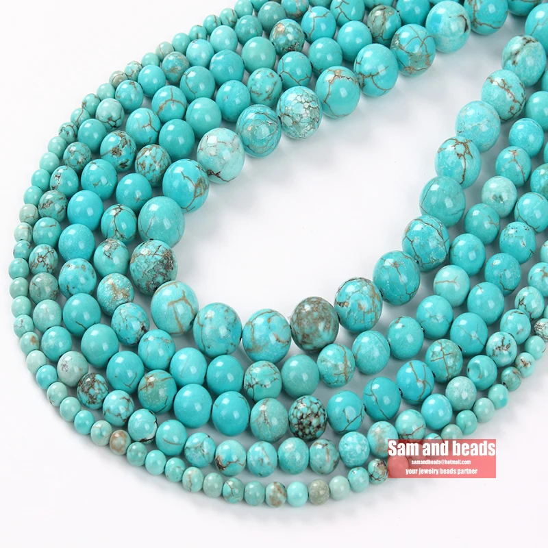 Wholesale Natural Mongolia Turquoises Round Loose Beads 15\