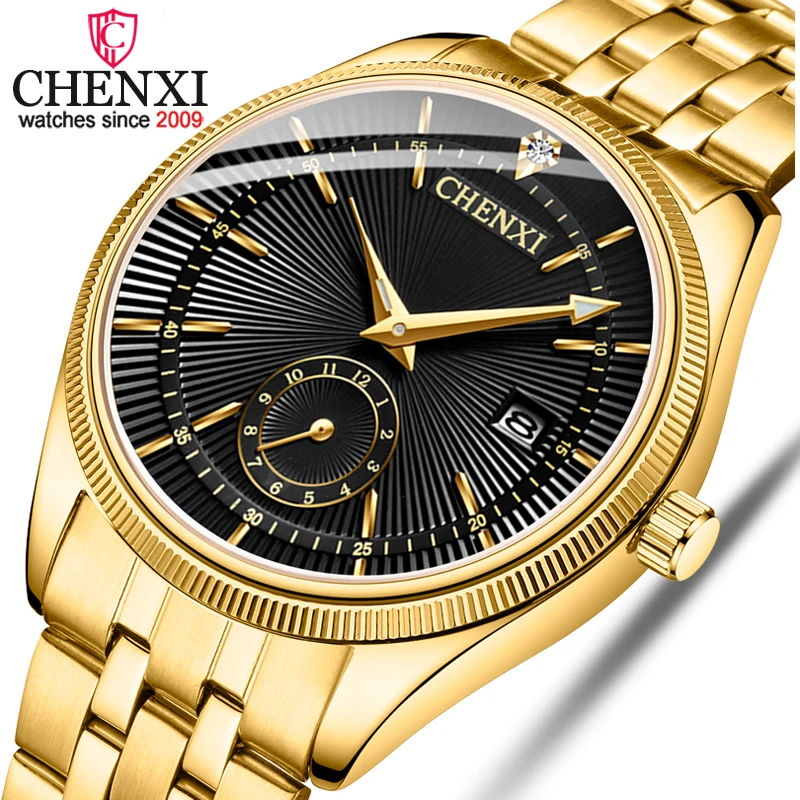 CHENXI Hot Fashion Creative Watches Women Men Quartz Watch Golden lovers\' Wristwatches Luxury Clock Brand Watches relojes hombre