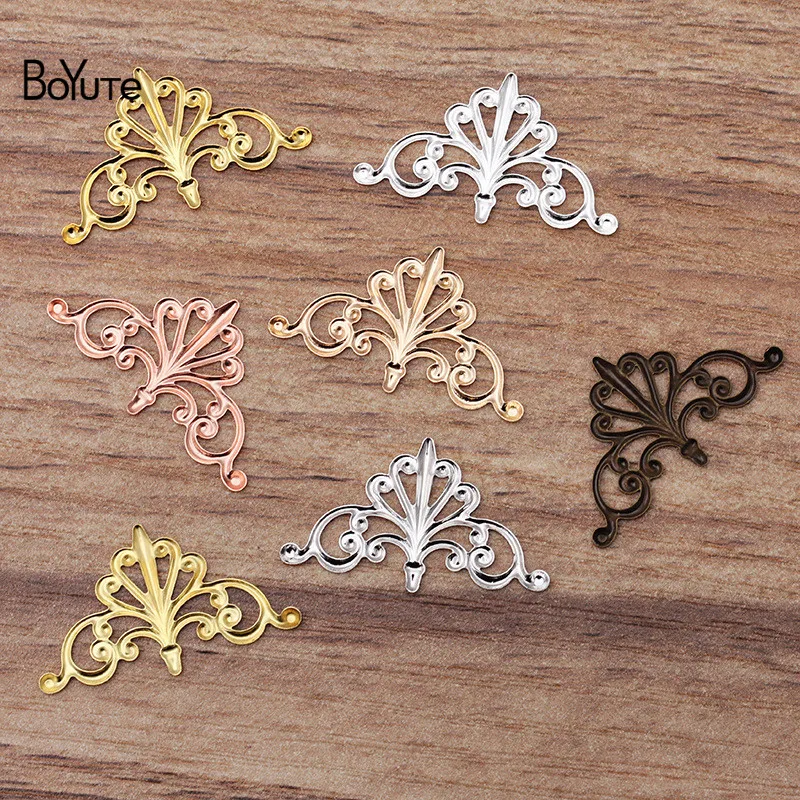 BoYuTe (100 Pieces/Lot) 16*28MM Metal Brass Filigree Findings Diy Hand Made Materials Jewelry Accessories Wholesale
