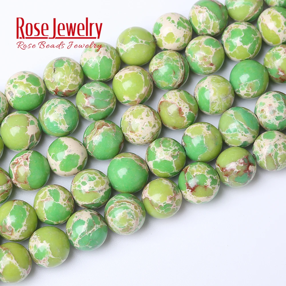 Wholesale 4A Apple Green Sea Sediment Jaspers Beads Natural Stone Round Beads For Jewelry Making 4 6 8 10 12 mm Pick Size