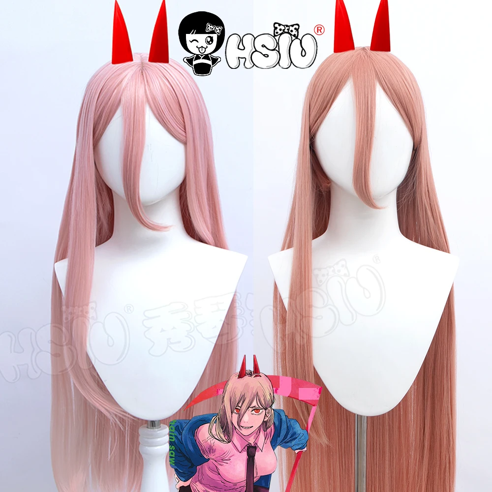 Power cosplay wig Anime Chainsaw Man cosplay 「HSIU 」 Pink orange sexy long wig Fiber synthetic wig+Free Gift headwear+wig cap