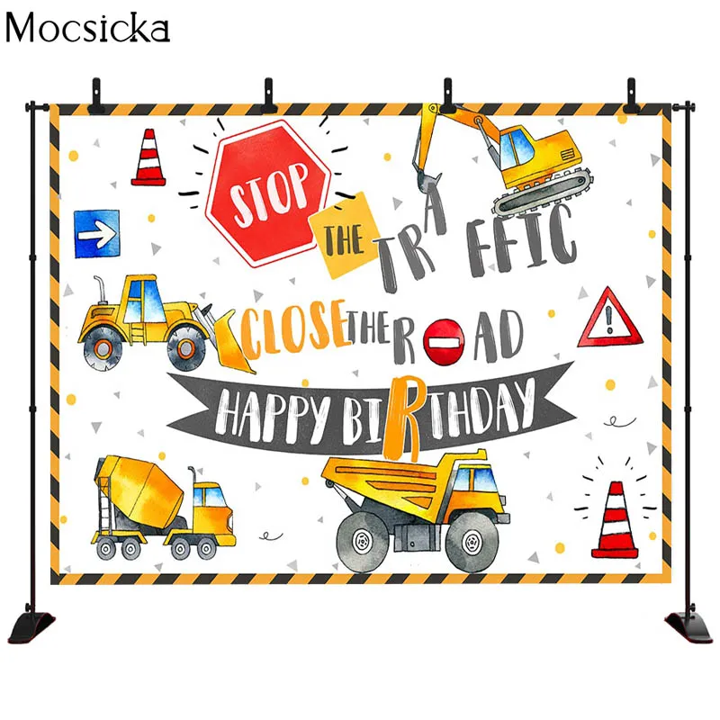 신생아 사진 촬영 배경, 건설 구역, 굴삭기 트럭, 크레인 빌더, 소년 사진 스튜디오용 배경