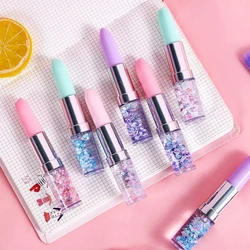 Lipstick Shape Gel Pen Creative Pen Quicksand Writing Pen 0.5mm Black Gel Ink Pen School Supply Girl Gift Christmas present
