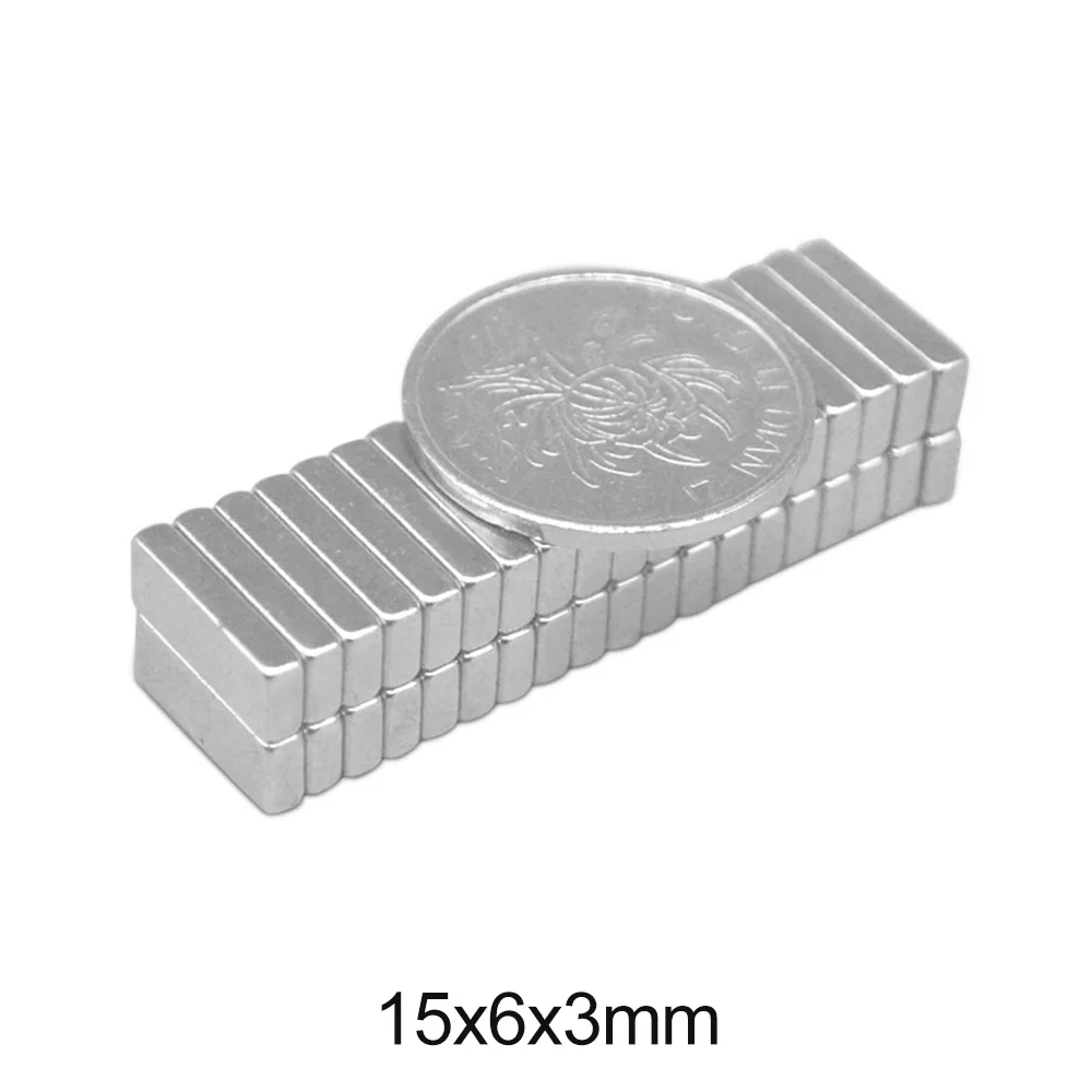 15x6x3 mm Strong Rare Earth Magnet Thick 3mm Block Rectangular Magnetic 15x6x3mm Permanent Neodymium Magnets 15*6*3