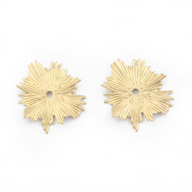20Pcs Raw Brass Sun Flower Charms Burning Fire Flower Pendant For DIY Bracelet Earring Jewelry Making Findings