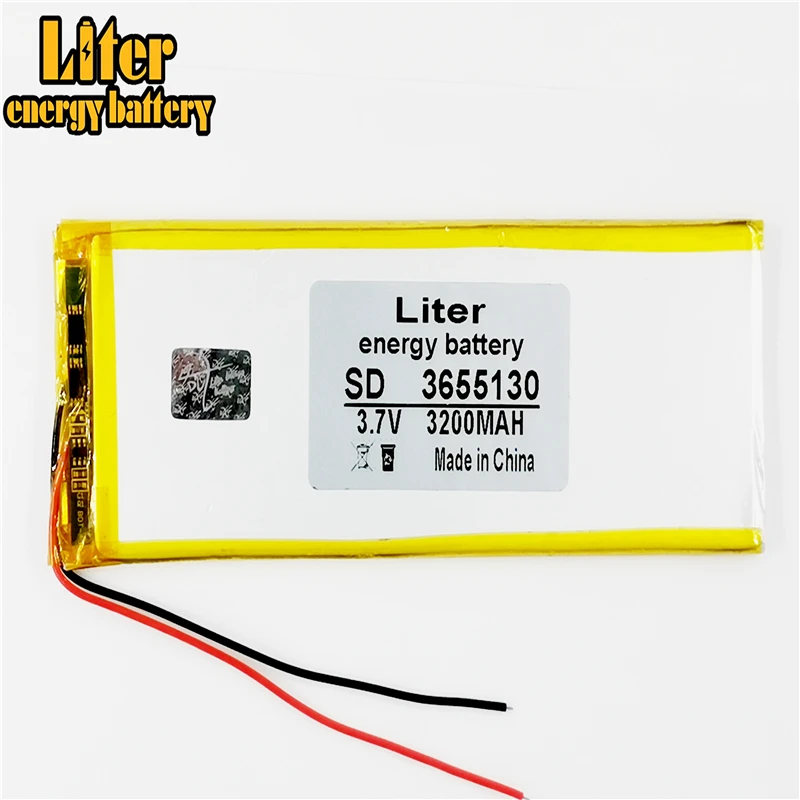 Batería de polímero de litio de 3655130 V y 3,7 mah con tablero de protección para Tablet PDA, productos digitales F, 3200