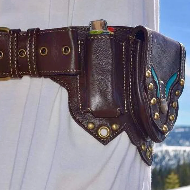 Steampunk Handmade Leather Utility Hip Belt Bag Women Festival Pocket Tribal Gypsy Boho Fanny Pack For Travel Medieval Costume