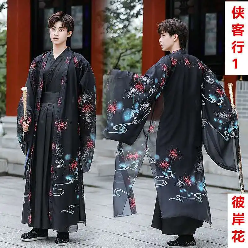 Men Hanfu Chinese Ancient Traditional Clothing Han Dynasty Swordsman Male Hanfu Robe Cosplay Costume Carnival Party Dress