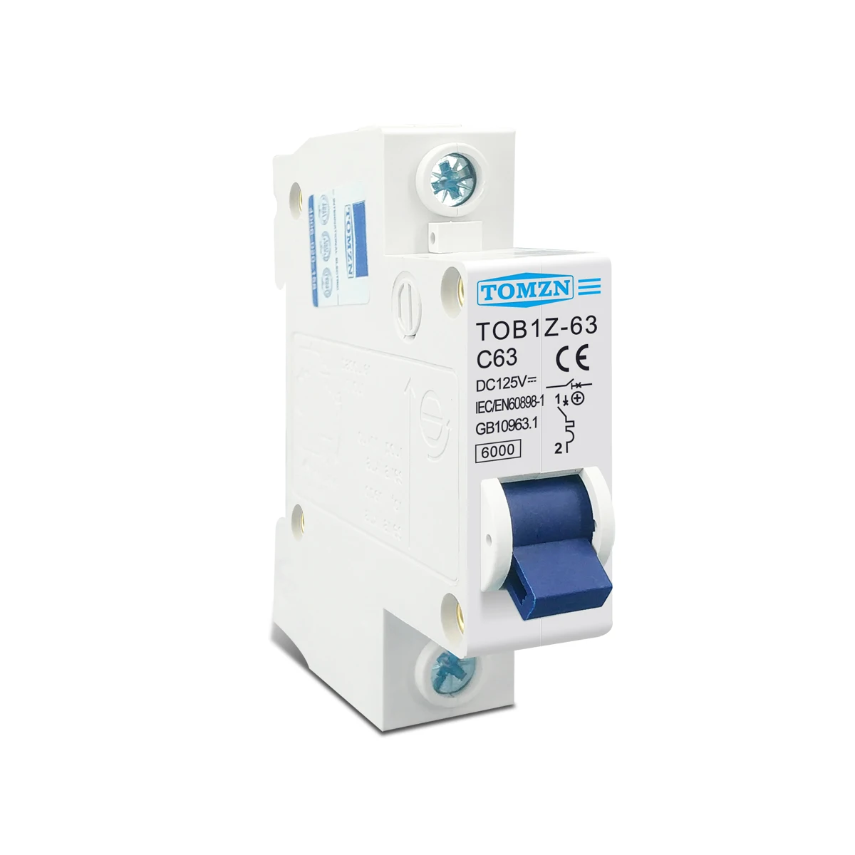 DC MCB 6KA 1P 125V Mini Circuit Breaker 3A 6A 10A 16A 20A 25A 32A 40A 50A 63A