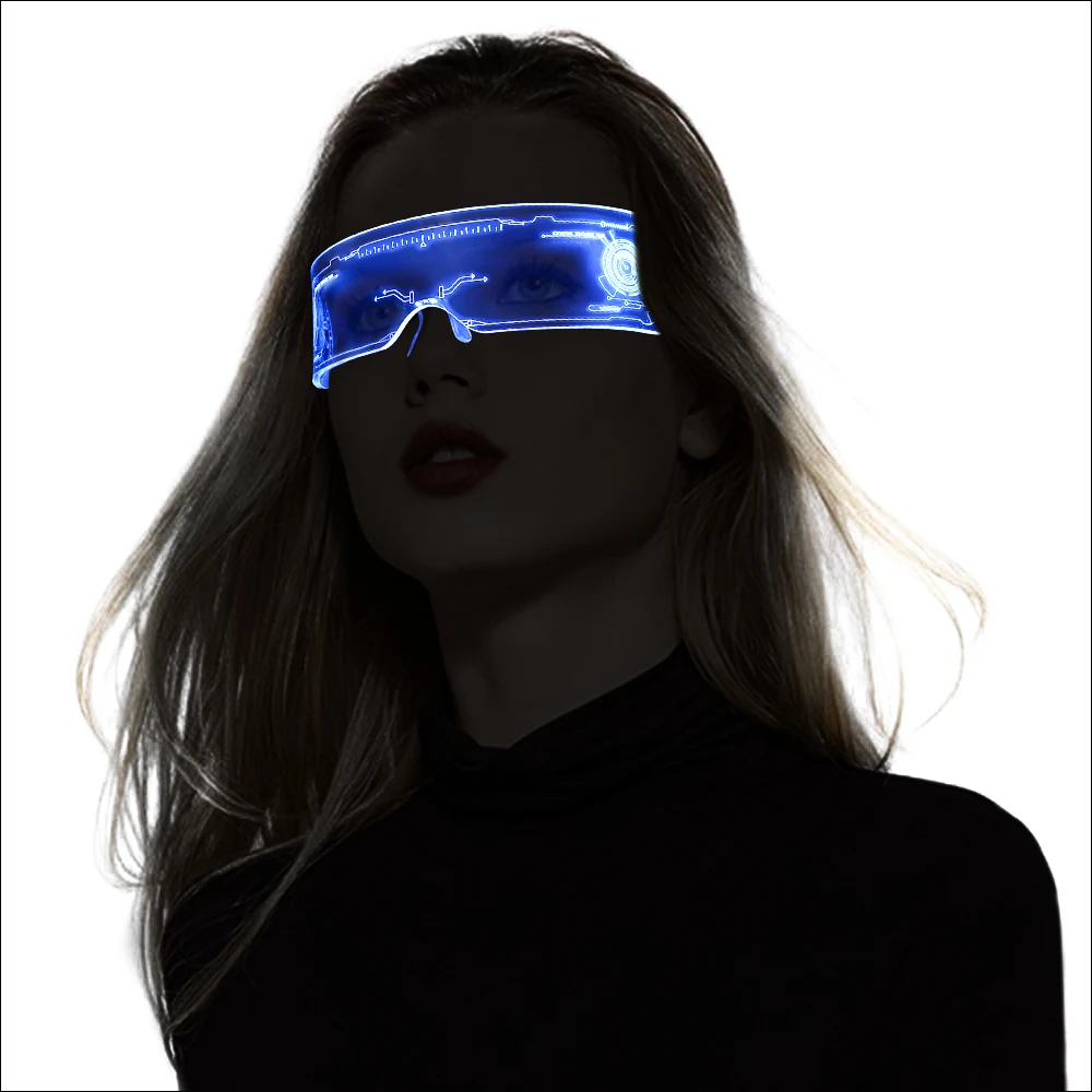 

LED Light Up Glasses Futuristic Cyberpunk with 7 Colors and 4 Modes Rechargeable Goggle Punk style Glasses