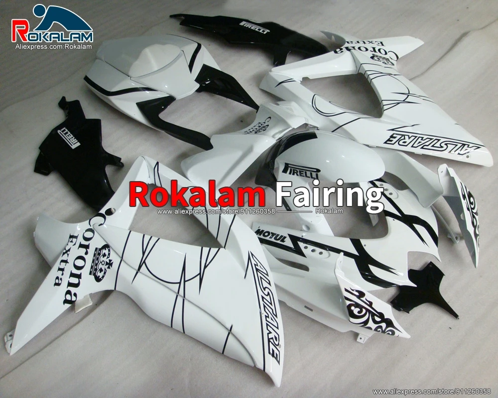 

Fairing For Suzuki GSXR600 GSXR750 K8 2008 2010 GSX-R600 GSX-R750 08 09 10 White Black Motorbike Body Shell (Injection Molding)