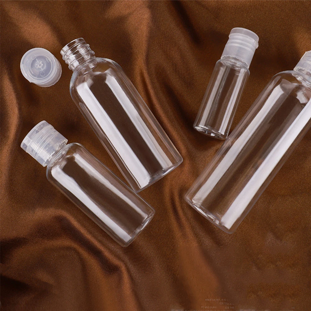 10/20/30/50/100ml Plastic PET Clear Flip Lid Lotion Bottles Cosmetic Shampoo Sample Containers Travel Liquid Refillable Bottle