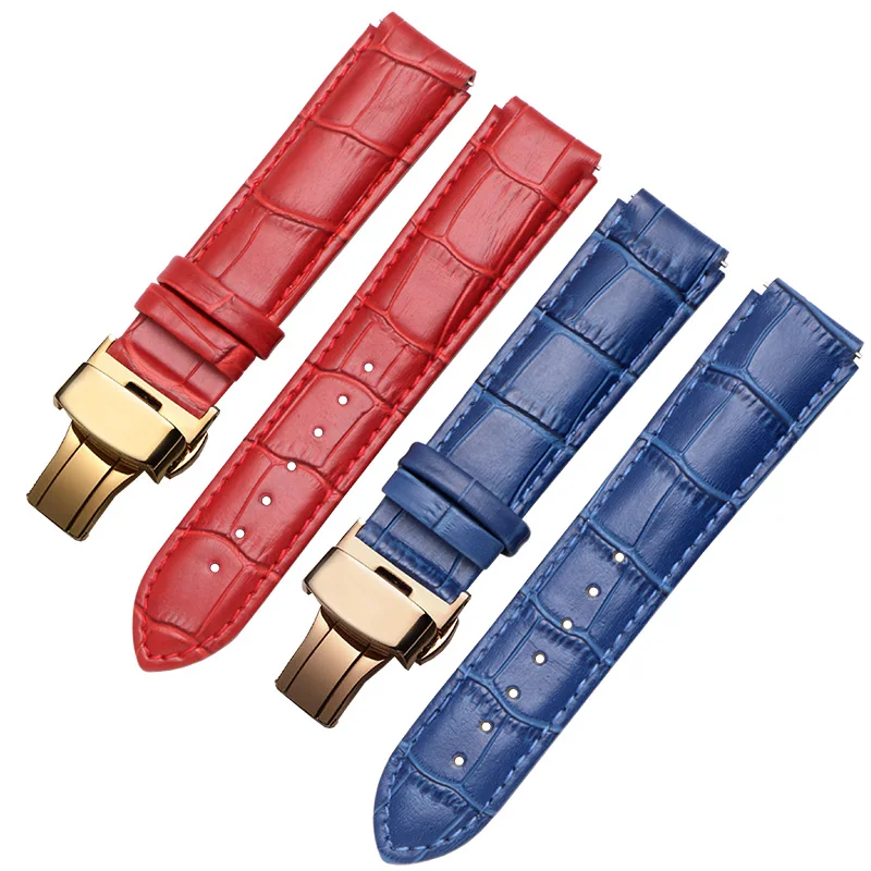 Genuine Leather Watch Band 16mm 18mm  Black Red Green Orange Strap Butterfly Buckle For Huawei B3 B5 B6 Quick Release