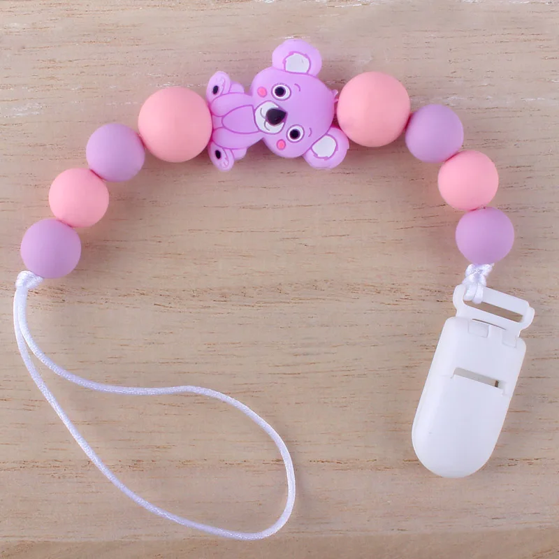 Hot Sale Silicone Teething Pacifier Clips Baby Pacifier Chain Silicone Loose Beads Variety Animal Cartoon Molar Teether Toy Gift