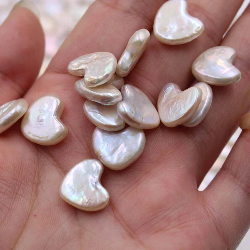 Wholesale 10-12mm Big Size Real Natural Freshwater Loose Pearls Heart Shape No Hole, 10pcs/lot