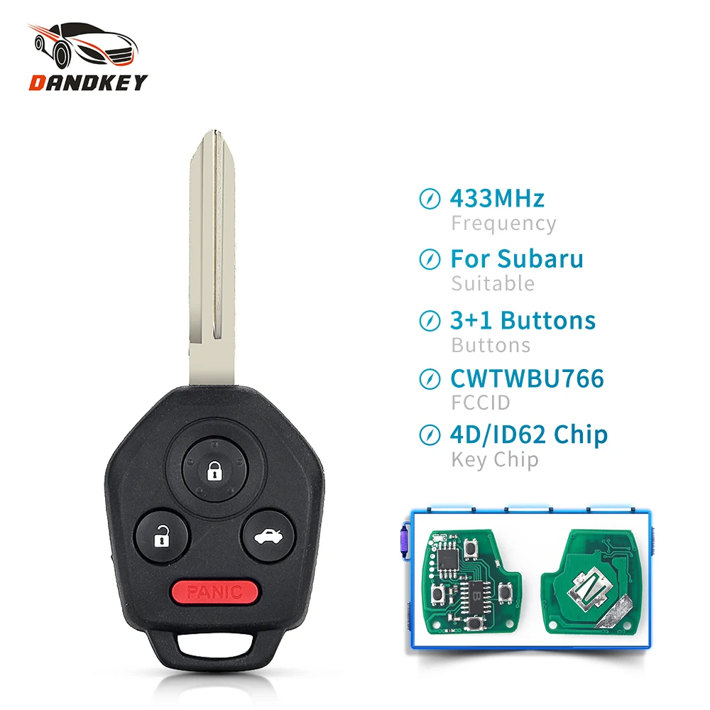 Dandkey 433Mhz Car Remote key ID62 Chip For Subaru Tribeca Legacy Outback 2008 2009 2010 Fob CWTWBU766 Keyless Entry Transmitter