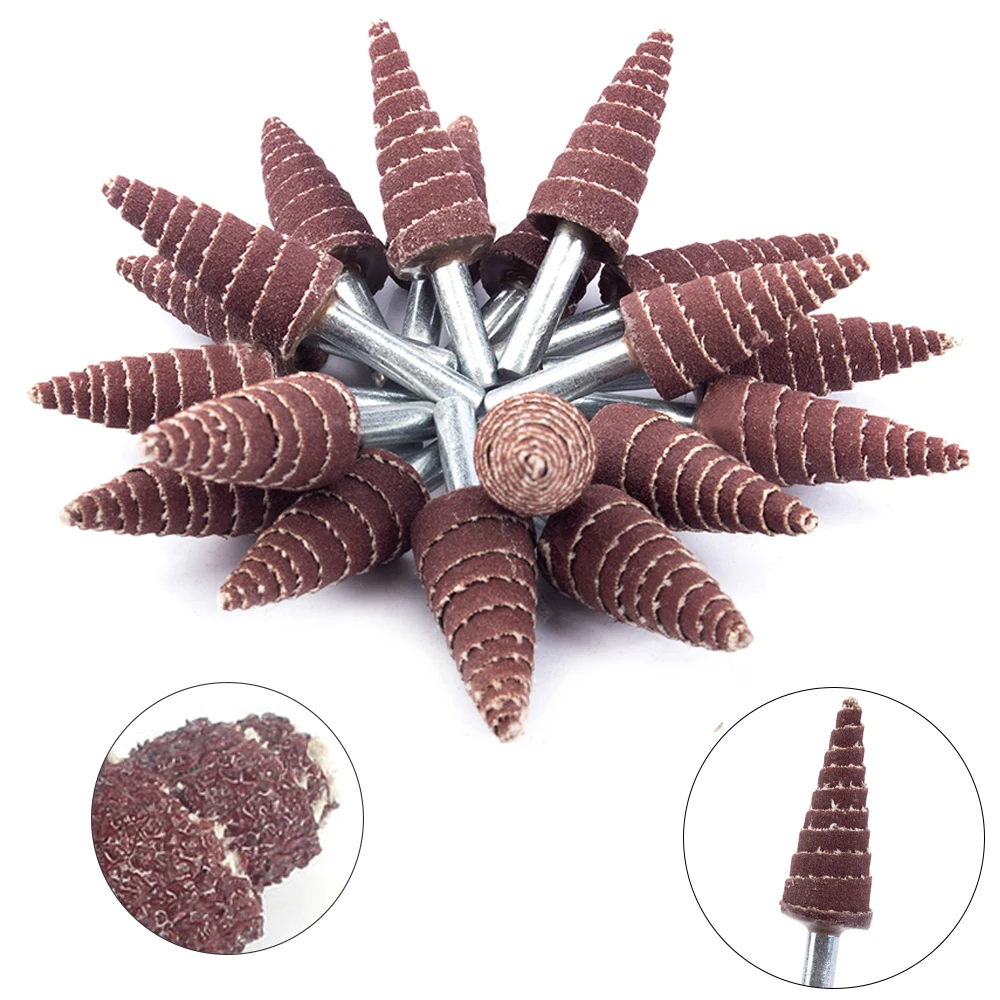 3mm Shank Tapered Cone Grinding Head Sandpaper Flap Wheels Polishing Sanding Tools For Drill Wheel Conical Abrasive Rotary Tool