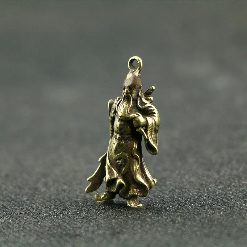 4.1CM Collection Curio Chinese Bronze Guan Gong Yu Warrior God Pendant Statue