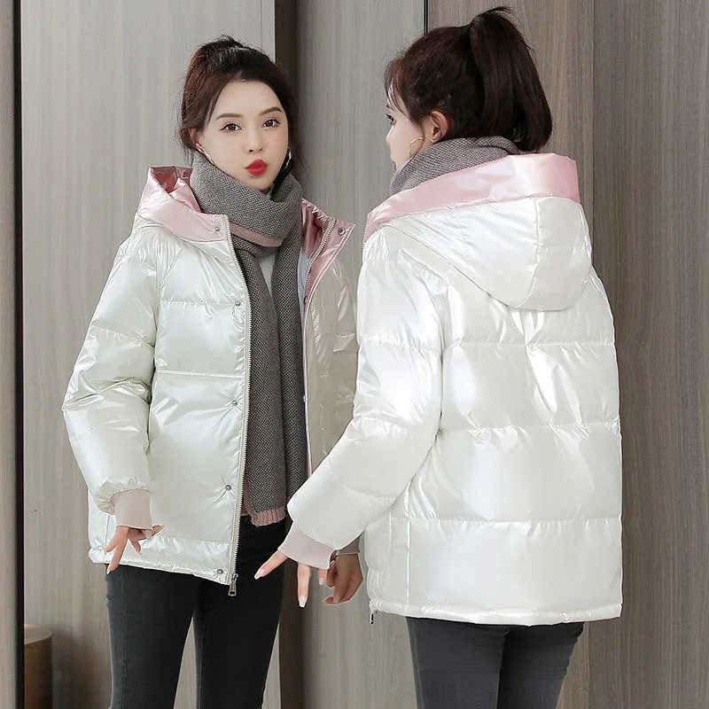 

Women Short Jacket Winter Thick Hooded Cotton Padded Coats Female Korean Loose Puffer Parkas Ladies Oversize Outwear3XL