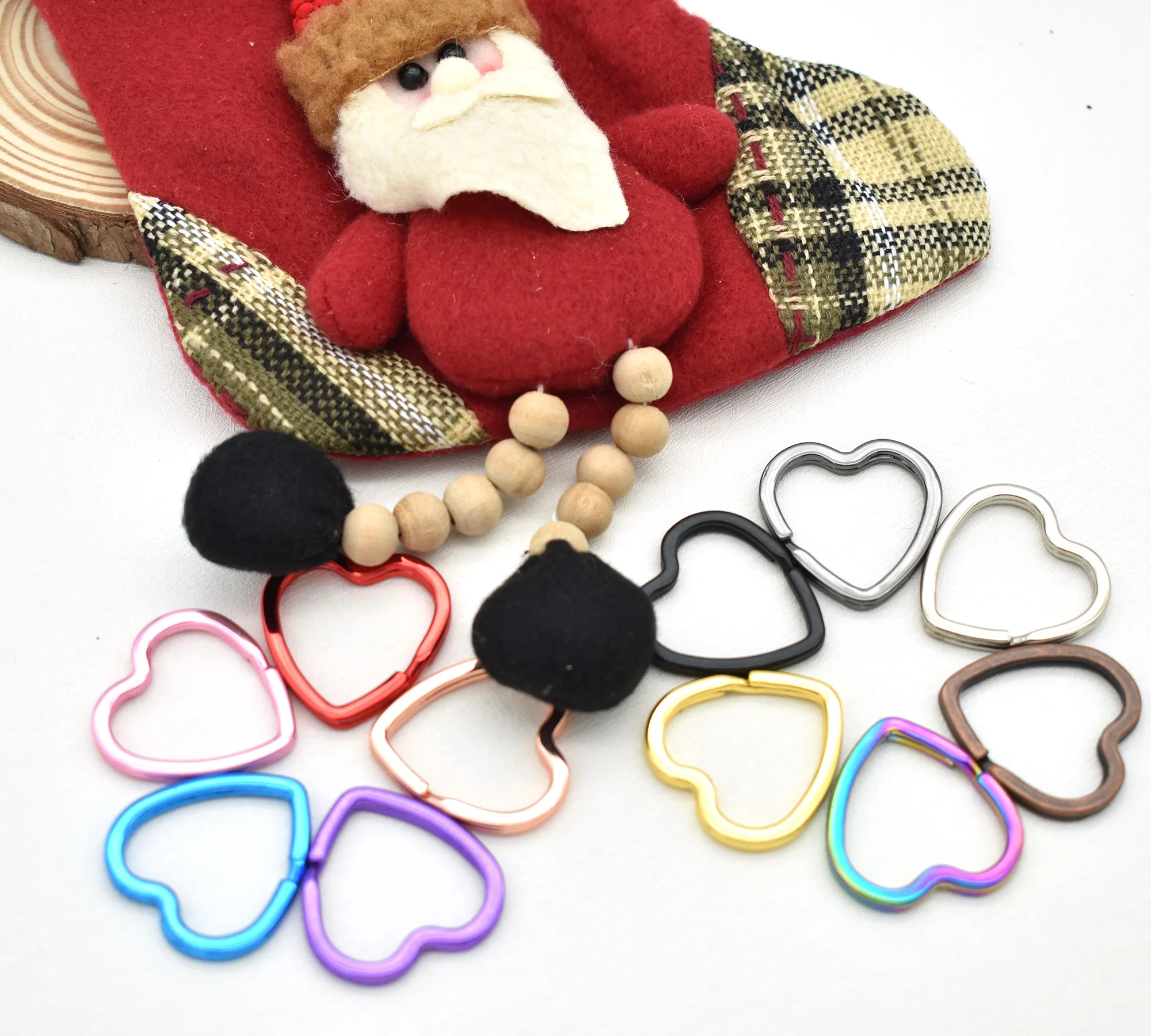 Key Ring Heart Shape Metal Key Split Ring Keychain Crafts Jump Ring Leather Craft for Key Chains Jewelry Making 12 PCS