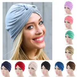 Tampas Hijab torção cruzada para mulheres muçulmanas, lenço de algodão islâmico, faixa de gorro, turbante feminino, boné de envoltório, 2022