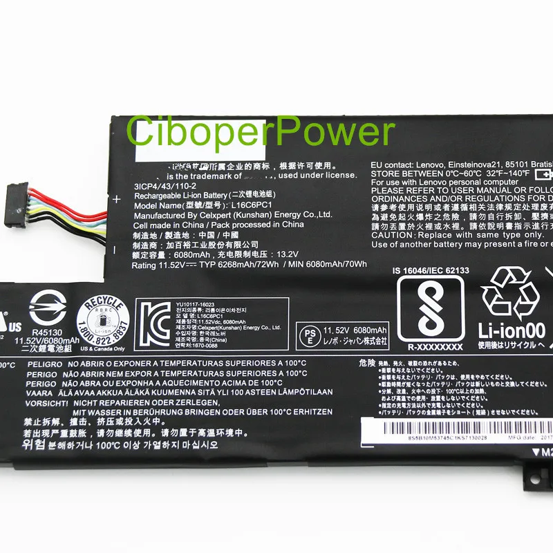 Originele 72Wh Nieuwe Laptop Batterij Voor L16L6PC1 Serie L16C6PC1 L16M6PC1 5B10M53743 5B10M53744