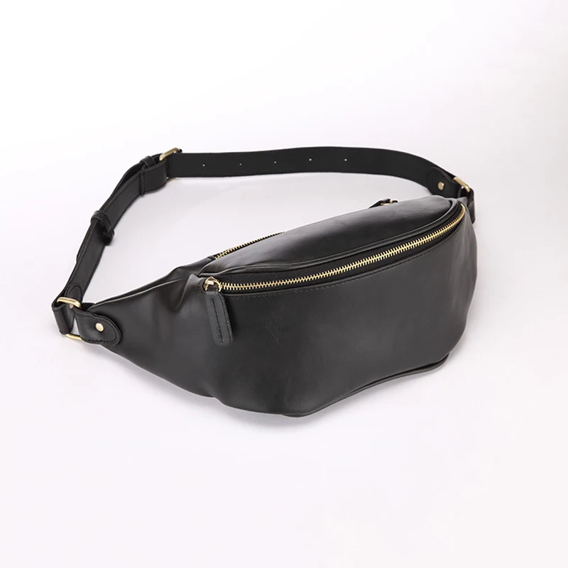 Casual Men\'s Waist Bags Waterproof PU Leather Waist Pack Large Capacity Travel Man Chest Bag Handy Fanny Pack Banana Male