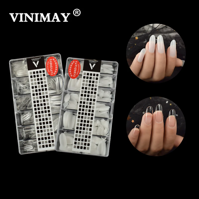 VINIMAY 500pcs Fake Nails No-Trace French Full/Half Nail Tips False Acrylic Nail Tips UV Gel Manicure Fake Nail Tips