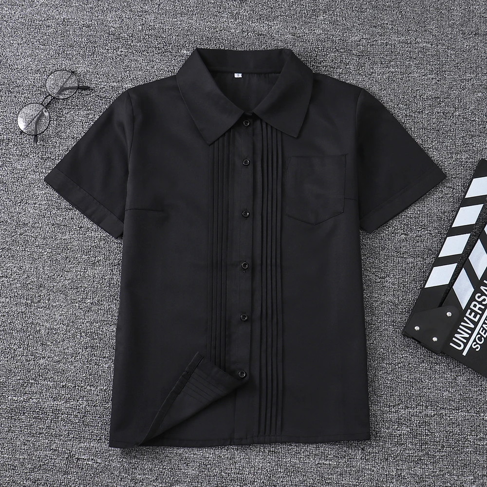 Uniforme de algodón negro de manga larga para estudiantes japoneses, uniforme escolar Jk para niñas, Top grande de escuela media y secundaria, camisa de manga corta para órgano