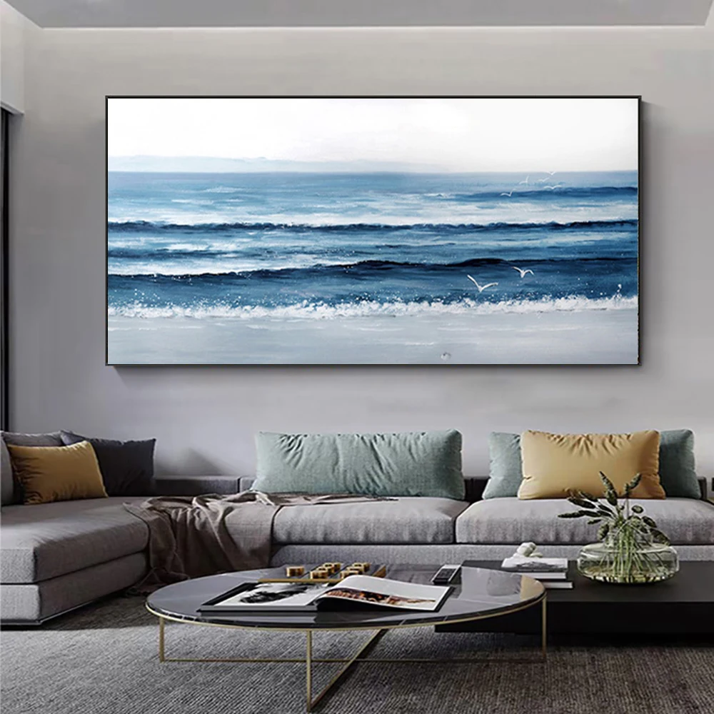 Handmade Oil Painting Sea Wave Seascape Hand-Painted Abstract Art Paintings Home Decor Living Room Office Wall Art Picture Mural