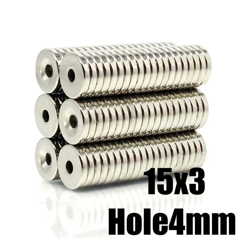 10~500PCS 15X3-4 mm Disc Ring Magnet 15X3 mm Hole 4mm Small Round Countersunk Magnets 15x3-4mm Neodymium Magnet 15*3-4 mm N35