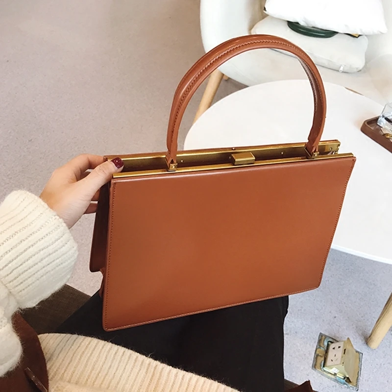 vintage big clip women handbags designer casual female large capacity tote luxury pu leather handbag ladies fashion purses 2024