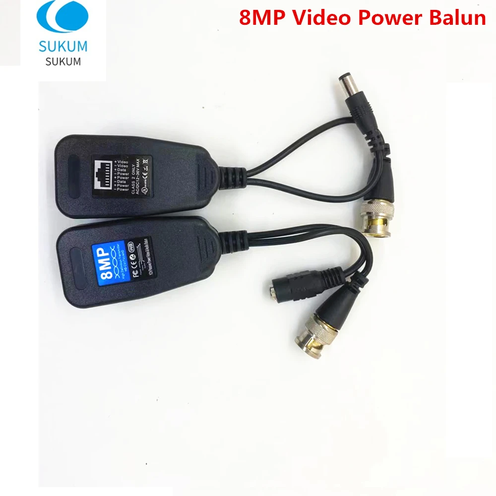 BNC To RJ45 4K 8MP Passive Video Power Balun CCTV Twisted Pair Transceiver For CCTV Camera