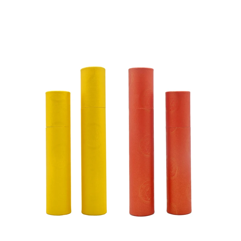 Cardboard Tube Yellow ， Red Color,  for Photos,Certification, Paintings, Calligraphy and Painting Paper Container, 10 PCs/Lot