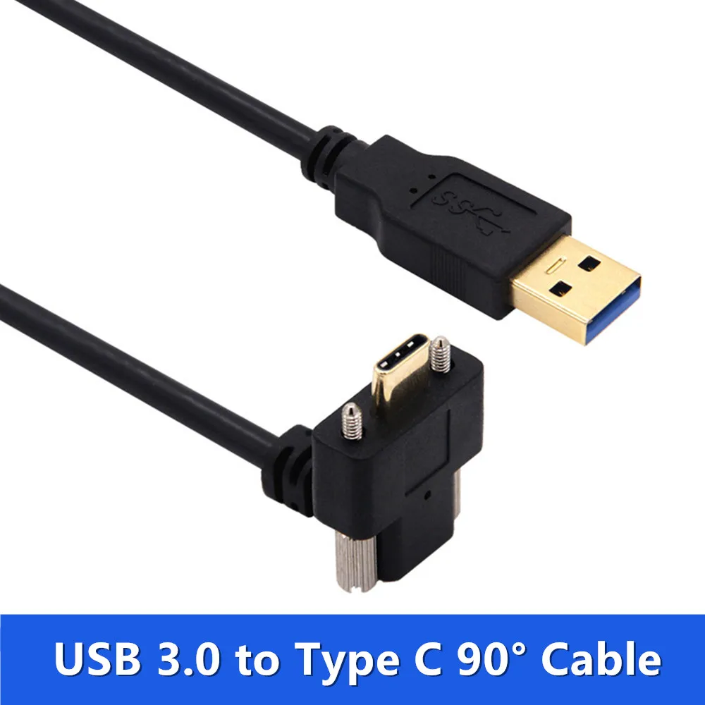 Type C to A Cable Type-C Dual Screw Locking to USB 3.0 Data & Charging Panel Mount Type Compatible with MacBook Pro, Pixel 3 XL