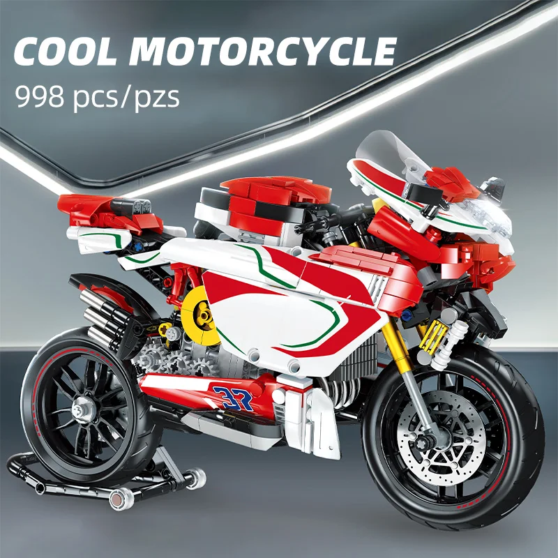 998pcs City Racing Car Moto Motorcycle Model Building Blocks Mechanical Speed Motobike Vehicle Bricks Toys For Kids