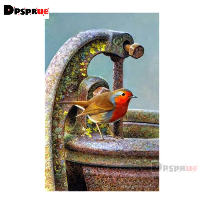 Dpsprue Full Square/Round Diamond Painting Cross Stitch Diamond 3D Embroidery Water well bird DIY 5D Moasic Home Decor Gift Pu12