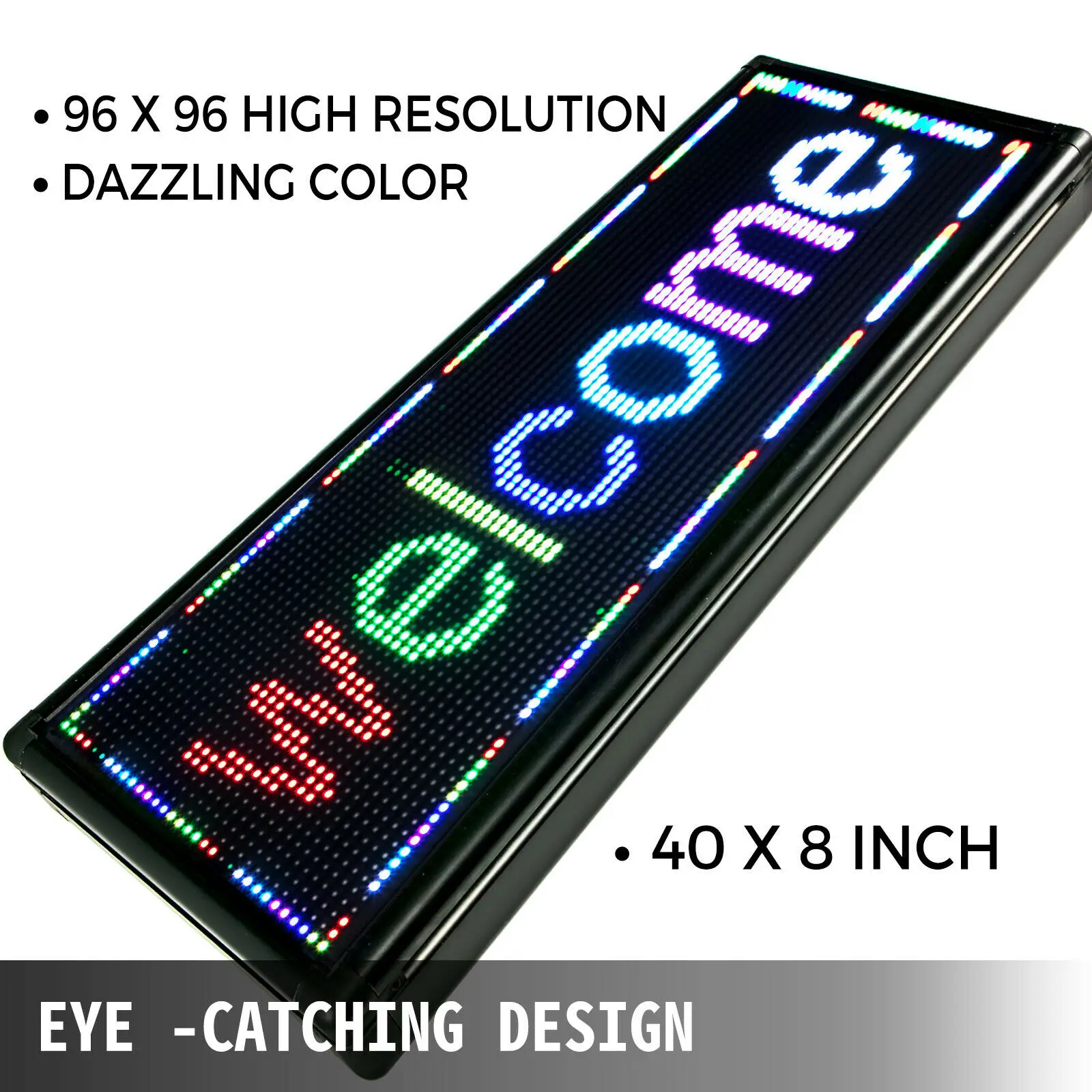 VEVOR LED 7 Màu Cuộn Màn Hình Hiển Thị Tin Nhắn 40X8Inch RGB P10 Kỹ Thuật Số Ngoài Trời Có Thể Lập Trình Bảng Hiển Thị Cho kinh Doanh Quảng Cáo