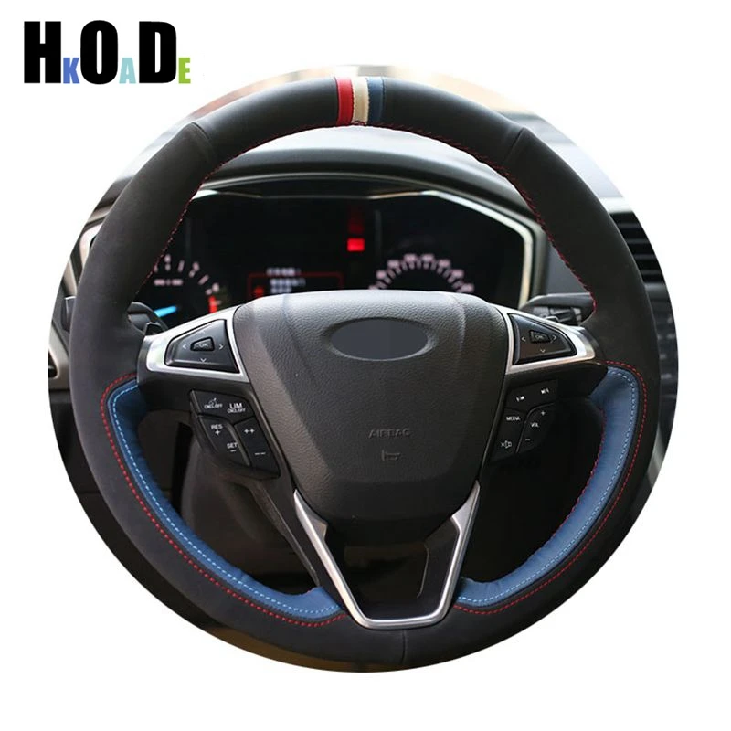 

DIY Black suede Leather Hand-stitched Car Steering Wheel Cover For Ford Fusion Mondeo 2013 2014 EDGE 2015 2016
