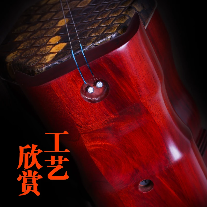 African Leaflet Rosewood Erhu, Dragon Head Erhu, 100% Ture, Golden Flower, Python Skin, Chinese Instrument, Professional Er Hu