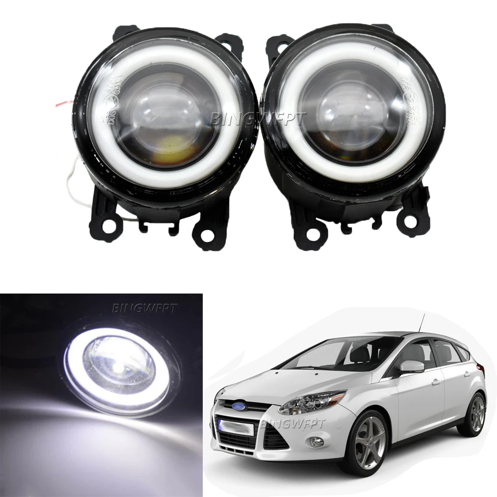 2Pcs/Pair Car LED Fog Light Angel Eye DRL Front  Fog Lamp For Ford Focus MK3 Hatchback  2011 2012 2013 2014 2015